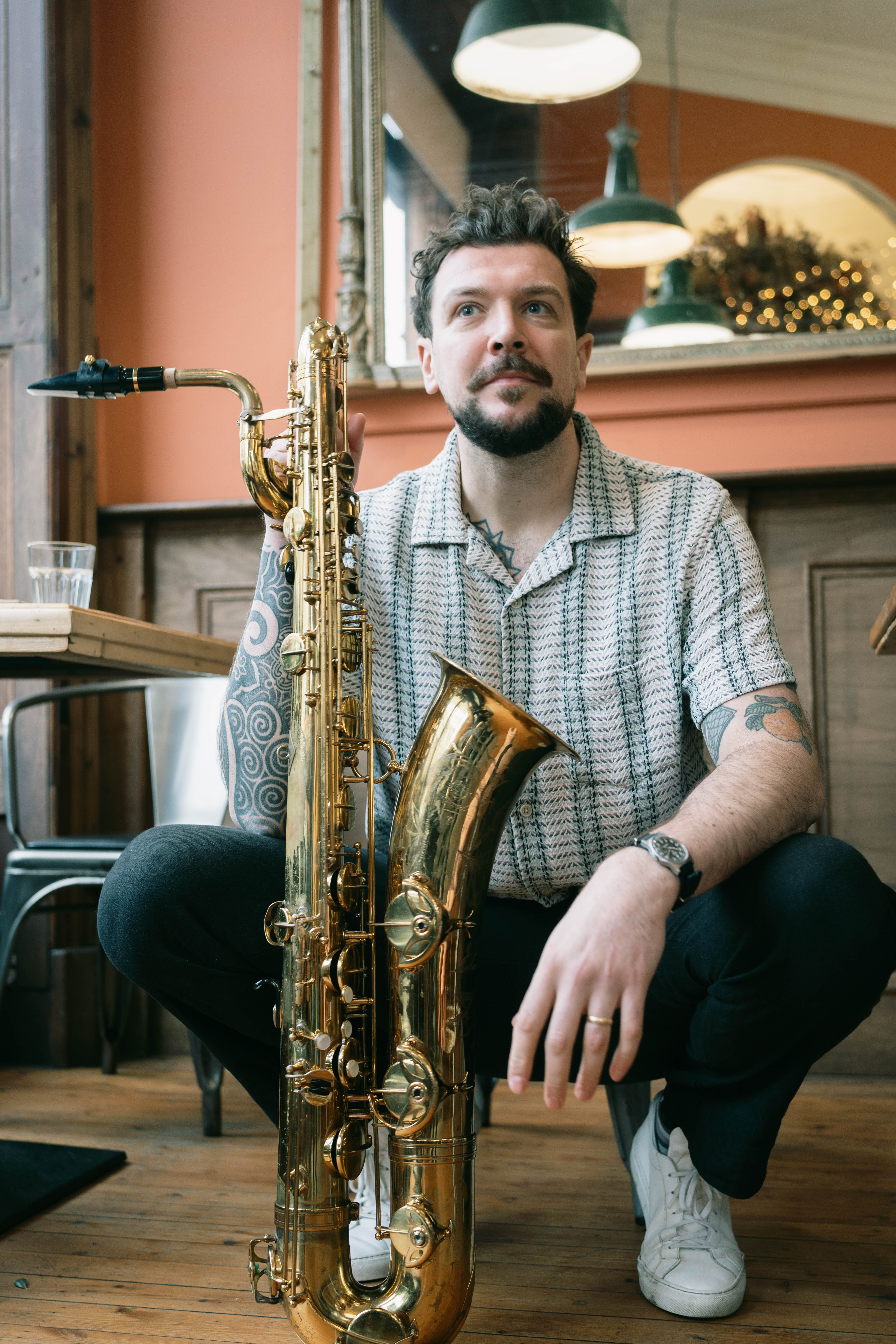 Josh portrait with saxophone