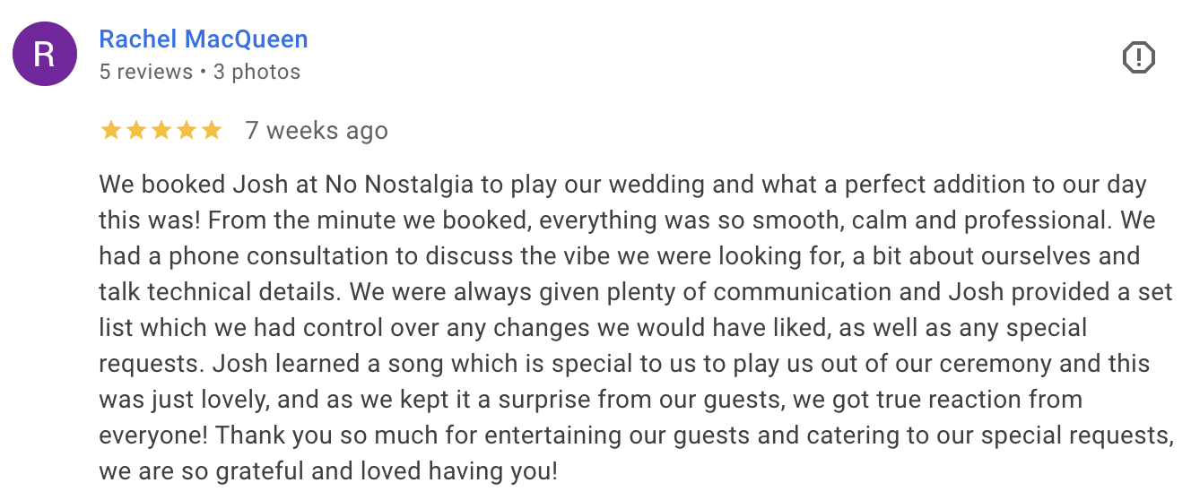 Customer review from Rachel