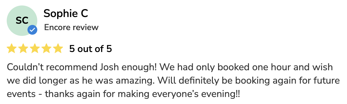 Customer review from Sophie