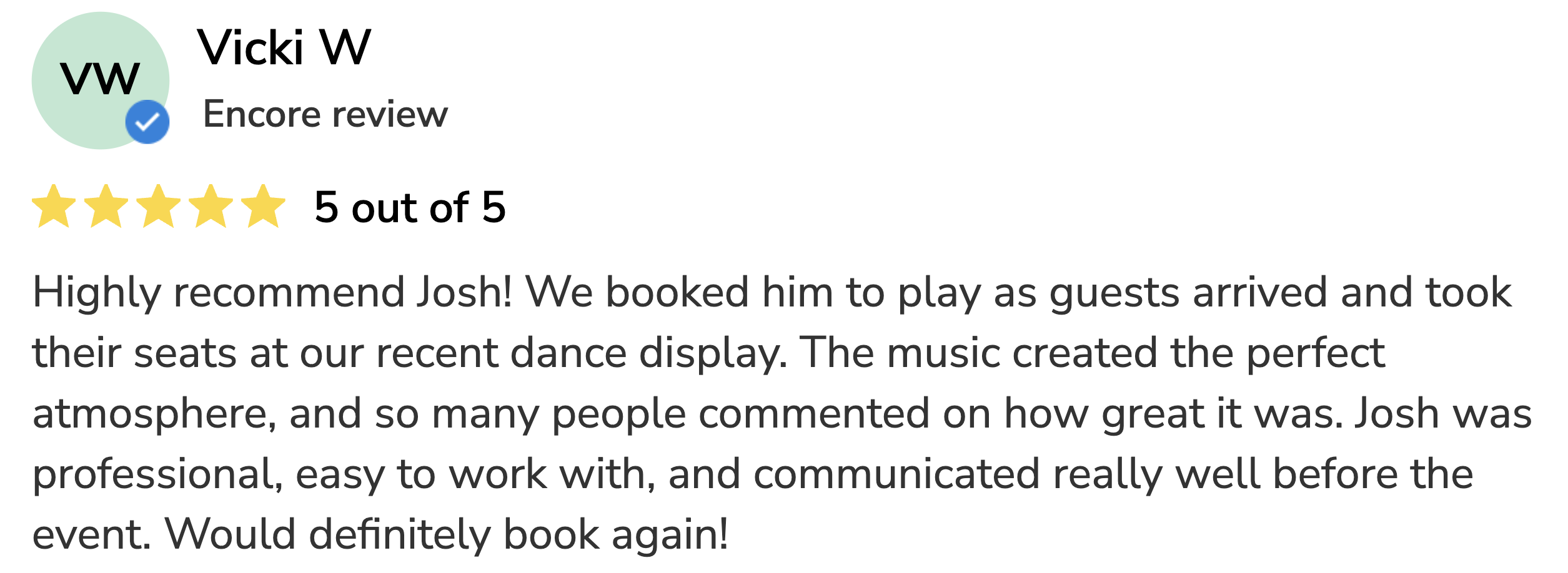 Customer review from Vicki